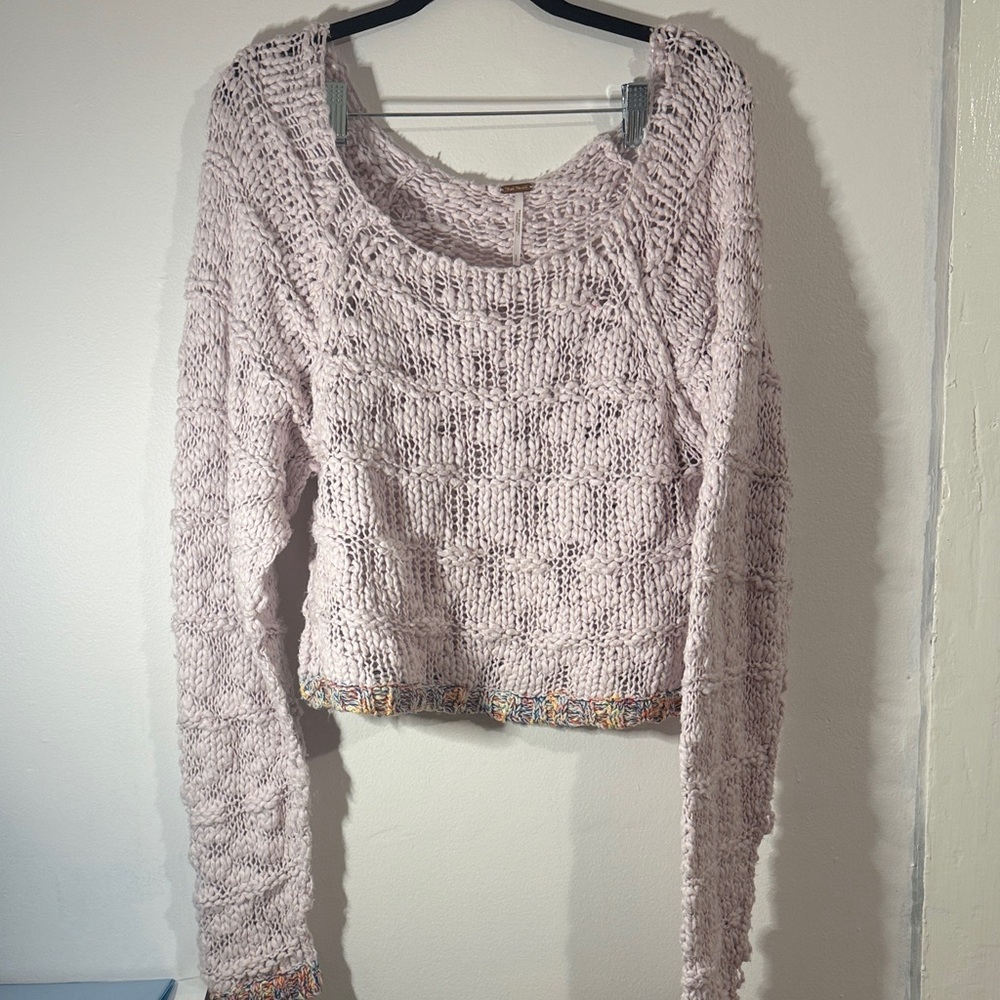 Free People Chunky Knit Sweater | Boho Textured | Slouchy Crop
